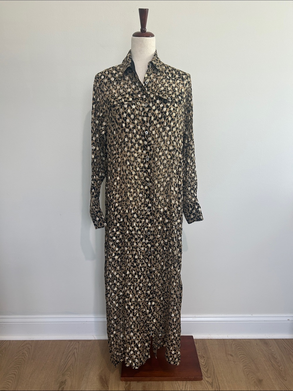 Golden Goose Leopard Print Luxury Shirt Dress Size Medium EUC - Picture 3 of 10